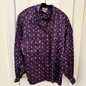 Vintage 1970s 100% Silk Rich Paisley Women's Toffs Blouse size 10 Rare Hippie